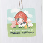 Kids Cute Farm Animal School Library Bookplate Quadratischer Aufkleber