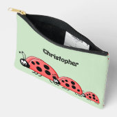 Kids cute ladybugs add a name red green zubehörtasche (Offen)