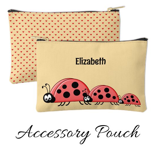 Kids cute ladybugs add a name red peach zubehörtasche