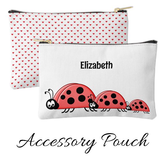 Kids cute ladybugs add a name red white zubehörtasche