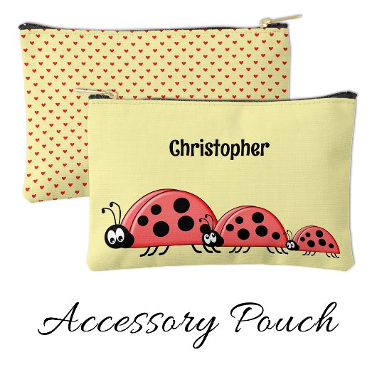 Kids cute ladybugs add a name red yellow zubehörtasche