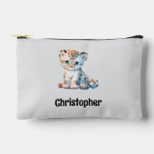 Kids cute leopard add a name grey black zubehörtasche (Vorderseite)