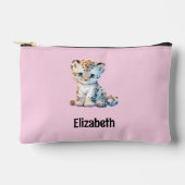 Kids cute leopard add a name pink black zubehörtasche (Vorderseite)