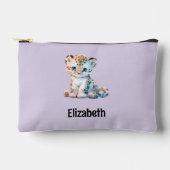Kids cute leopard add a name purple black zubehörtasche (Vorderseite)