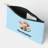 Kids cute monkey add a name blue black zubehörtasche (Offen)