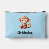Kids cute monkey add a name blue black zubehörtasche (Vorderseite)