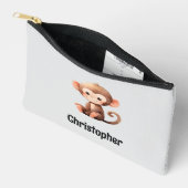 Kids cute monkey add a name grey black zubehörtasche (Offen)