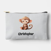 Kids cute monkey add a name grey black zubehörtasche (Vorderseite)