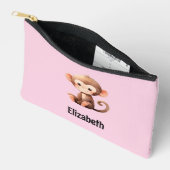 Kids cute monkey add a name pink black zubehörtasche (Offen)
