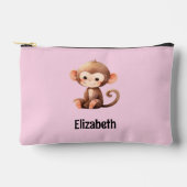 Kids cute monkey add a name pink black zubehörtasche (Vorderseite)