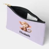 Kids cute monkey add a name purple black zubehörtasche (Offen)