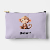 Kids cute monkey add a name purple black zubehörtasche (Vorderseite)