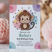 Kids Cute Monkey Jungle Birthday Party Einladung