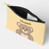Kids cute teddy bear add a name brown peach zubehörtasche (Offen)