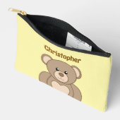 Kids cute teddy bear add a name brown yellow zubehörtasche (Offen)