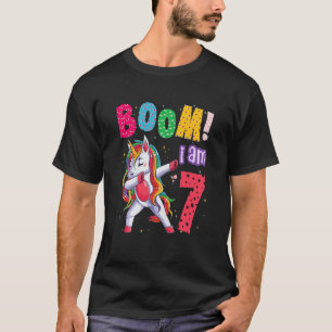 Kids Dabbing Einhorn 7. Geburtstag Boom Ich bin 7  T-Shirt