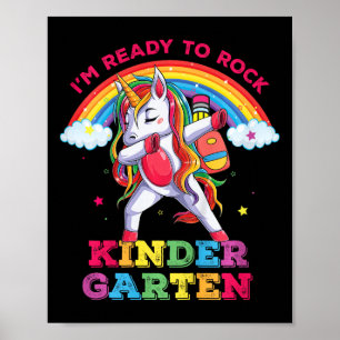 Kids Dabbing Einhorn Ich bin bereit, Kindergarten Poster