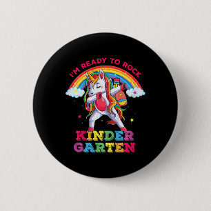 Kids Dabbing Einhorn Ich bin bereit zu rocken Kind Button