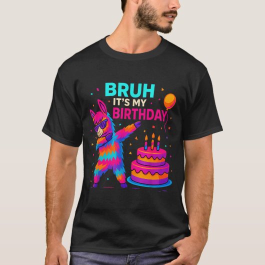 Kids Dabbing Llama Birthday Funny Bday Party Tee  (Vorderseite)