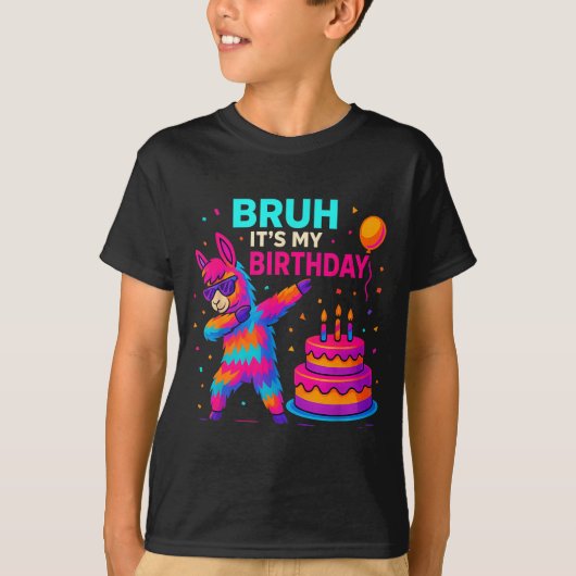 Kids Dabbing Llama Birthday Funny Bday Party Tee  (Vorderseite)