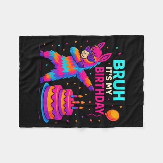 Kids Dabbing Llama Birthday Funny Bday Party Tee  Fleecedecke (Vorderseite (Horizontal))