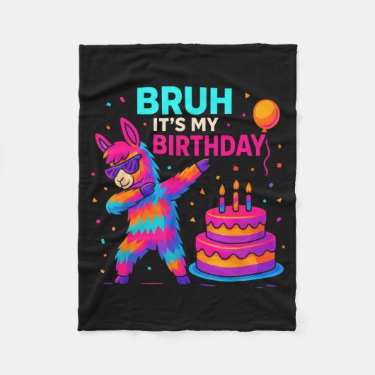 Kids Dabbing Llama Birthday Funny Bday Party Tee  Fleecedecke (Vorderseite)