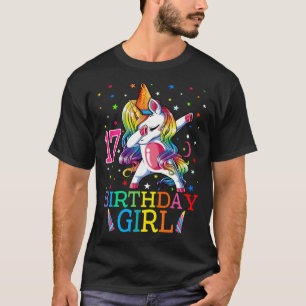 Kids Dabbing Unicorn 17 Year Old 17th Birthday Par T-Shirt