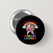 Kids Dabbing Unicorn Im Rock Kindergarten Button (Vorne & Hinten)