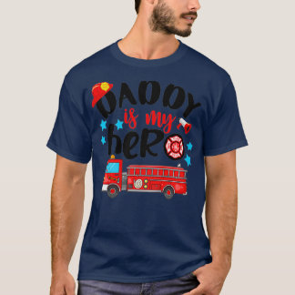 Kids Daddy is Heroud Fireman Feuerwehrmann Vater T-Shirt