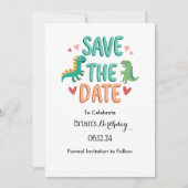 Kids Dino Birthday Party Save the Date Einladung (Vorderseite)
