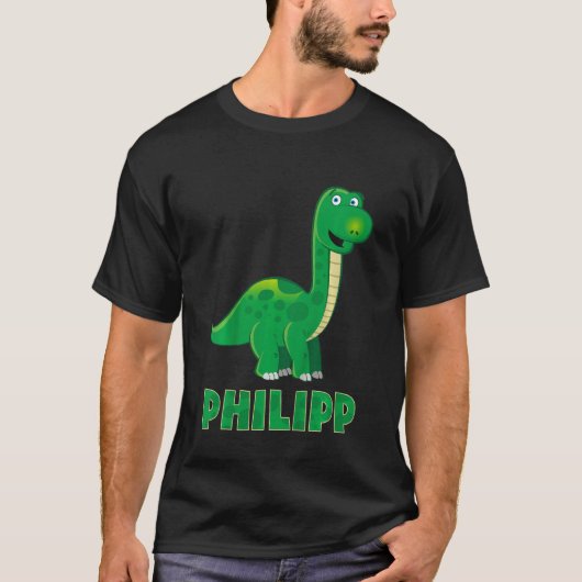 Kids Dino dinosaurier Name Philip T-Shirt (Vorderseite)
