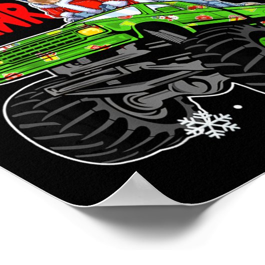 Kids Dino Fa Ra Ra Rawr Dinosaur Monster Truck Chr Poster (Ecke)