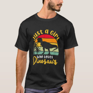 Kids Dino Nur ein Mädchen, das Dinosaurier Liebe T-Shirt