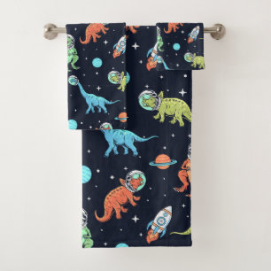 Kids Dinosaur Astronaut Pattern Badhandtuch Set