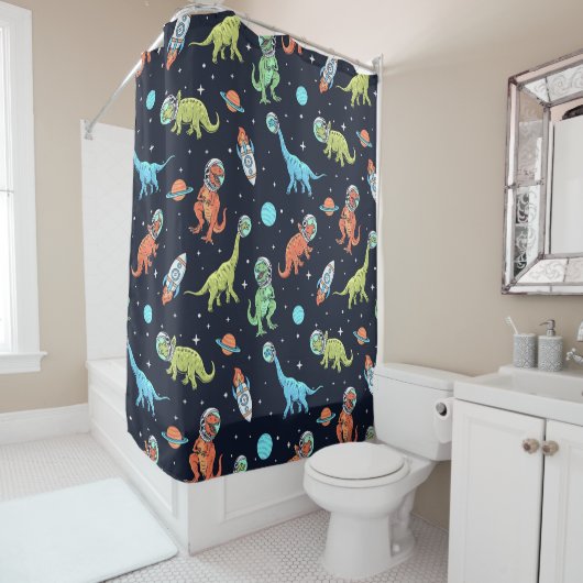 Kids Dinosaur Astronaut Pattern Duschvorhang (Beispiel)