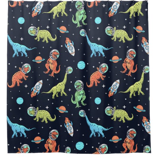 Kids Dinosaur Astronaut Pattern Duschvorhang (Vorderseite)