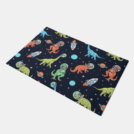 Kids Dinosaur Astronaut Pattern Fußmatte (Schrägansicht)