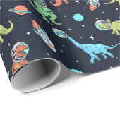 Kids Dinosaur Astronaut Pattern Geschenkpapier (Rolleneckpunkt)