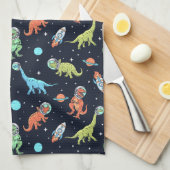 Kids Dinosaur Astronaut Pattern Geschirrtuch (Viertel Falte)