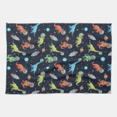 Kids Dinosaur Astronaut Pattern Geschirrtuch (Horizontal)