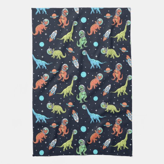 Kids Dinosaur Astronaut Pattern Geschirrtuch (Vertikal)