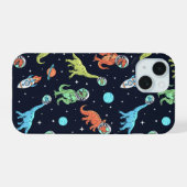 Kids Dinosaur Astronaut Pattern iPhone 15 Hülle (Rückseite (Horizontal))