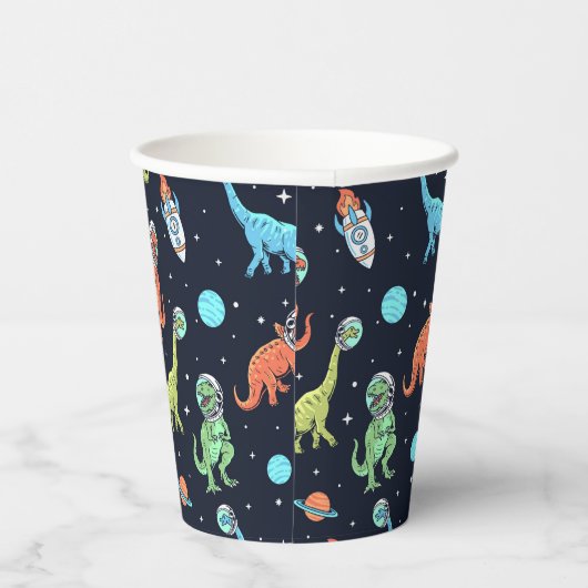 Kids Dinosaur Astronaut Pattern Pappbecher (Rechts)