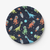 Kids Dinosaur Astronaut Pattern Pappteller (Vorderseite)