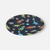 Kids Dinosaur Astronaut Pattern Pappteller (Schrägansicht)