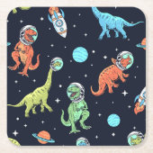 Kids Dinosaur Astronaut Pattern Rechteckiger Pappuntersetzer (Vorderseite)