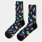Kids Dinosaur Astronaut Pattern Socken (Linkes Detail)