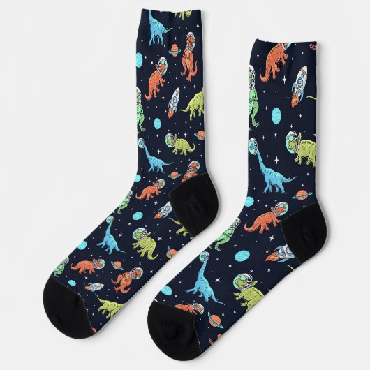Kids Dinosaur Astronaut Pattern Socken (Linkes Detail)