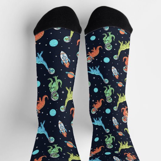 Kids Dinosaur Astronaut Pattern Socken (Oben)