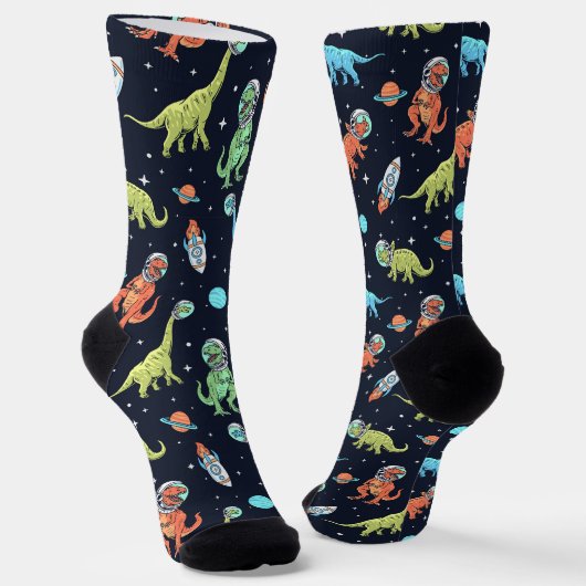 Kids Dinosaur Astronaut Pattern Socken (Gewinkelt)